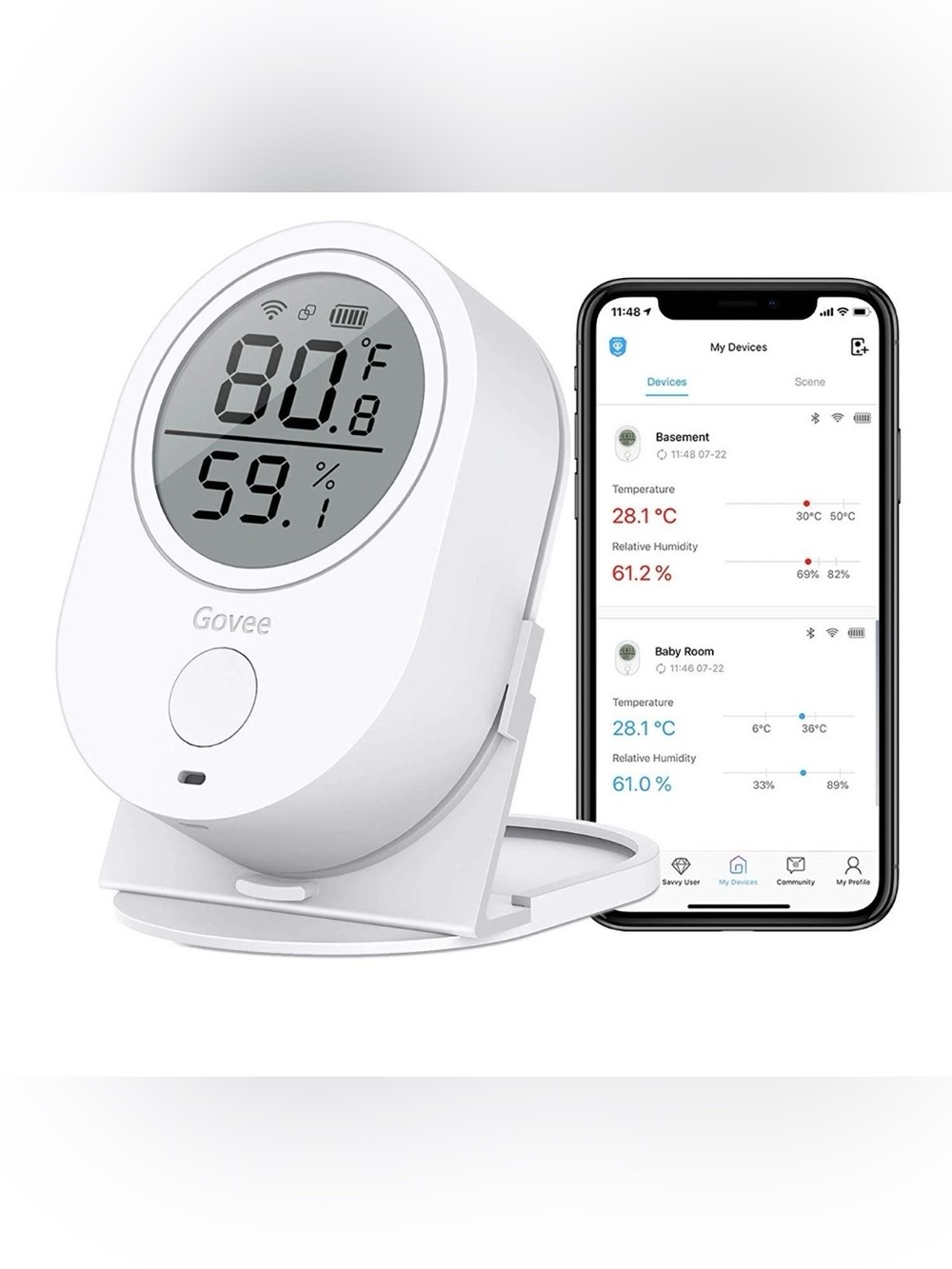 Govee WiFi Thermometer Hygrometer with App Connectivity H5051 - Open box